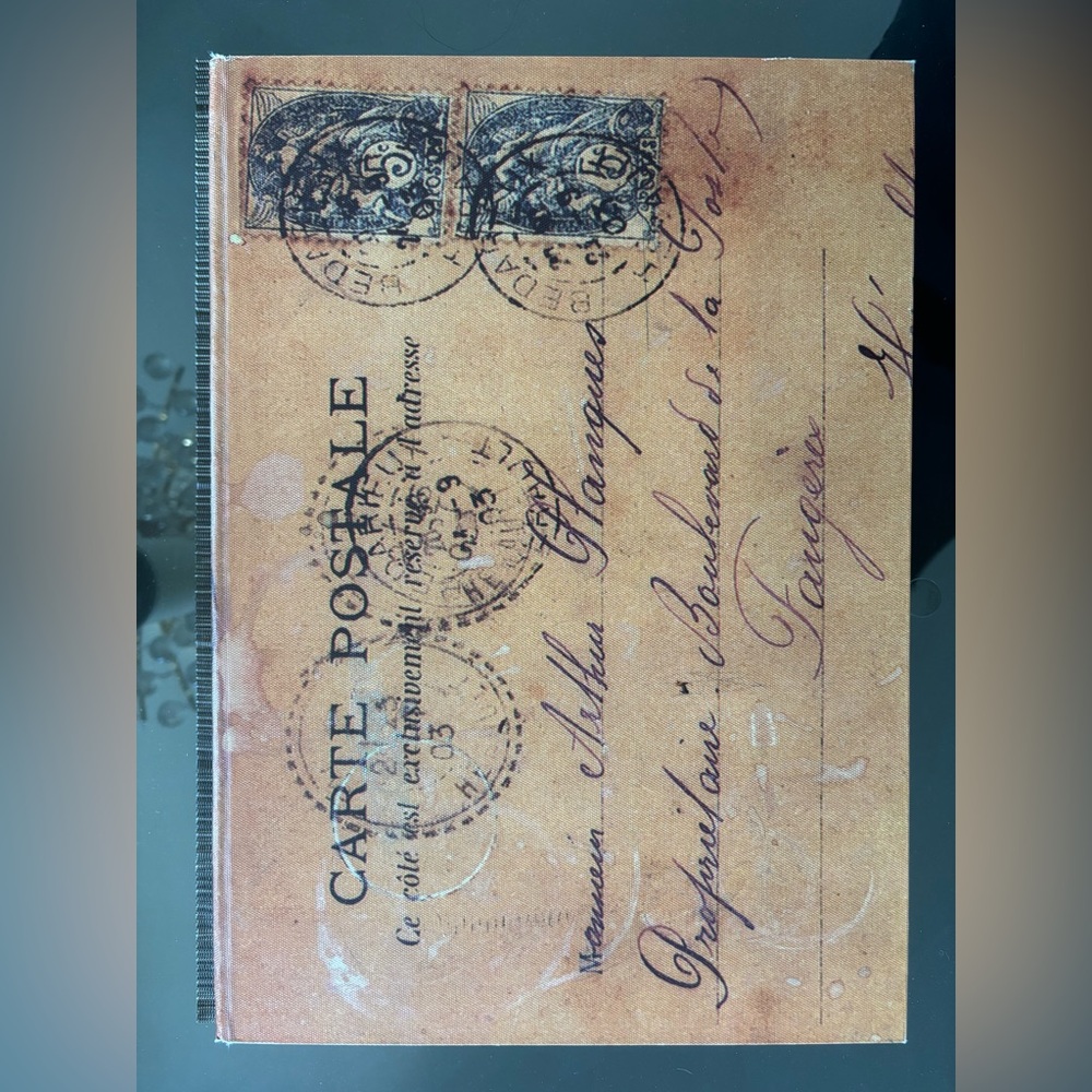 French Carte Postale Stamped Addressed Postcard Storage Book Box Vintage Style